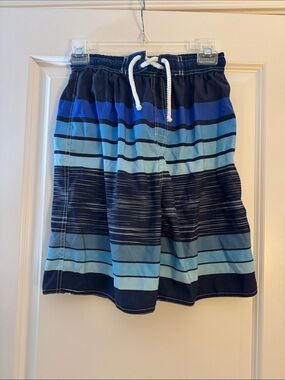 Seven7 Blue Striped Hybrid Swim Shorts with Drawstring